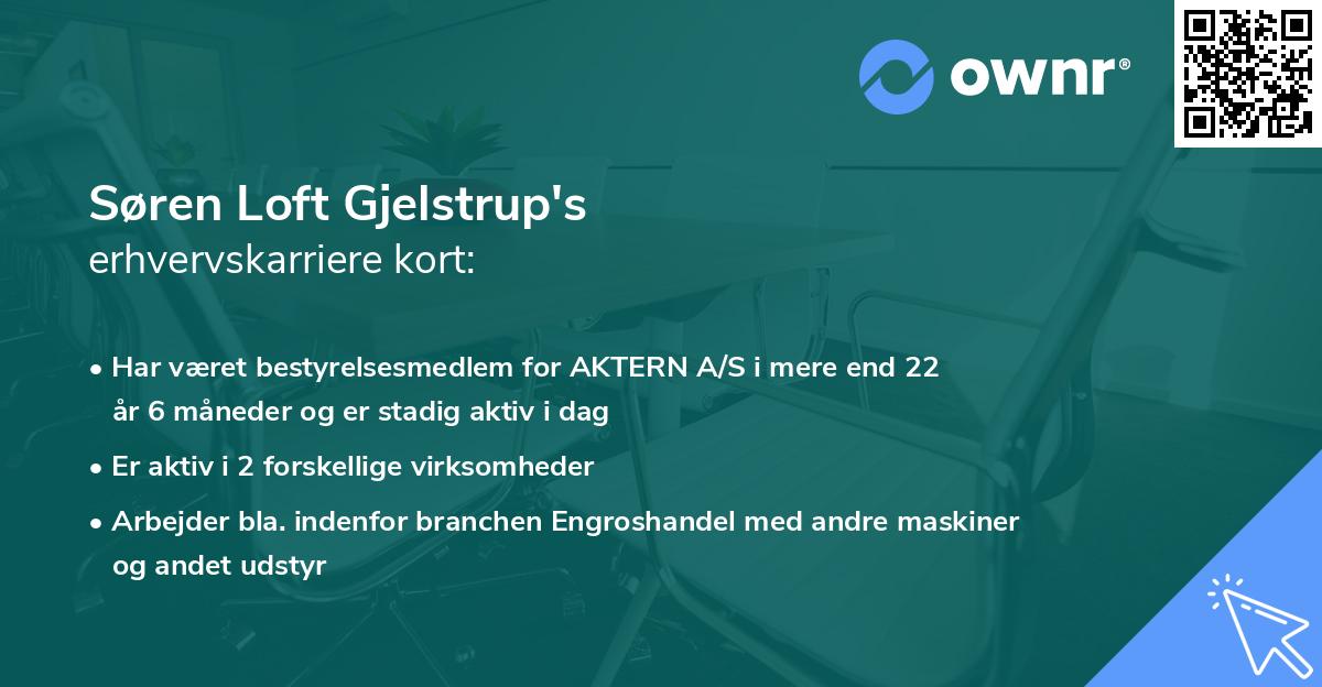 Søren Loft Gjelstrup's erhvervskarriere kort