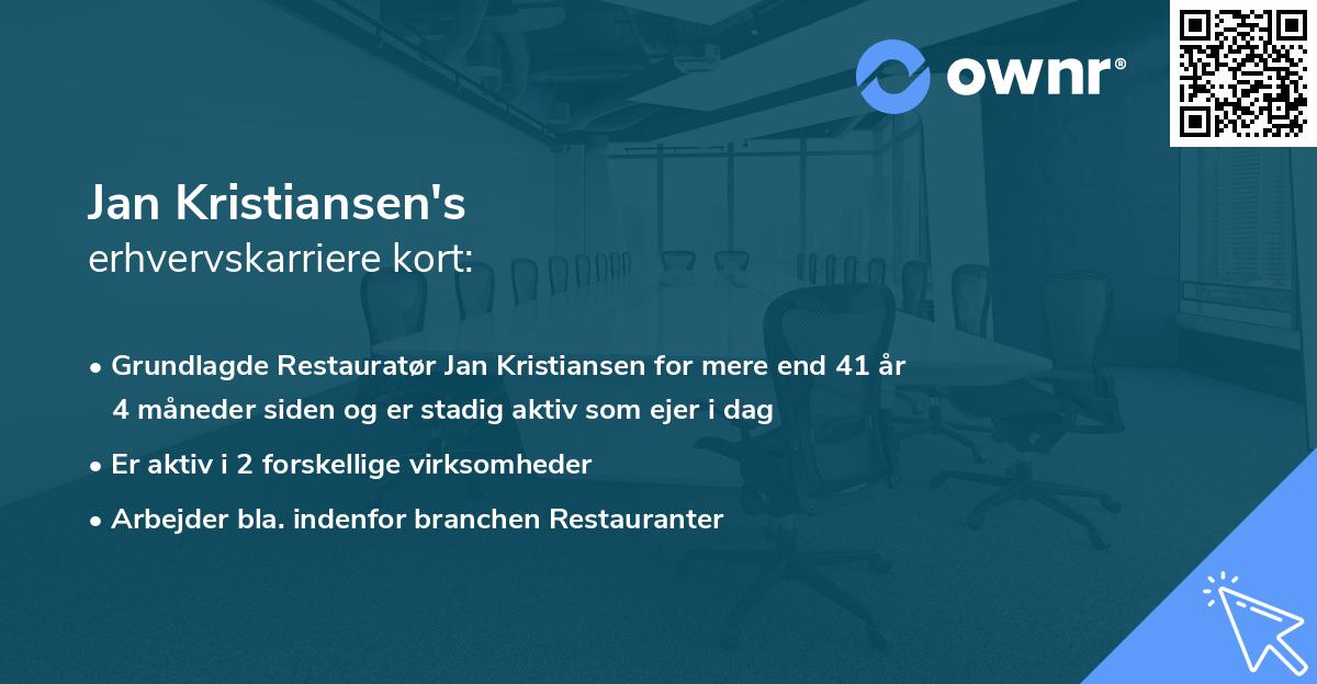 Jan Kristiansen's erhvervskarriere kort