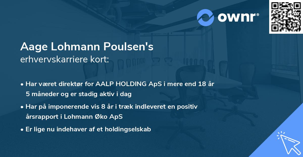 Aage Lohmann Poulsen's erhvervskarriere kort