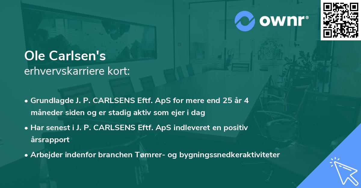 Ole Carlsen's erhvervskarriere kort