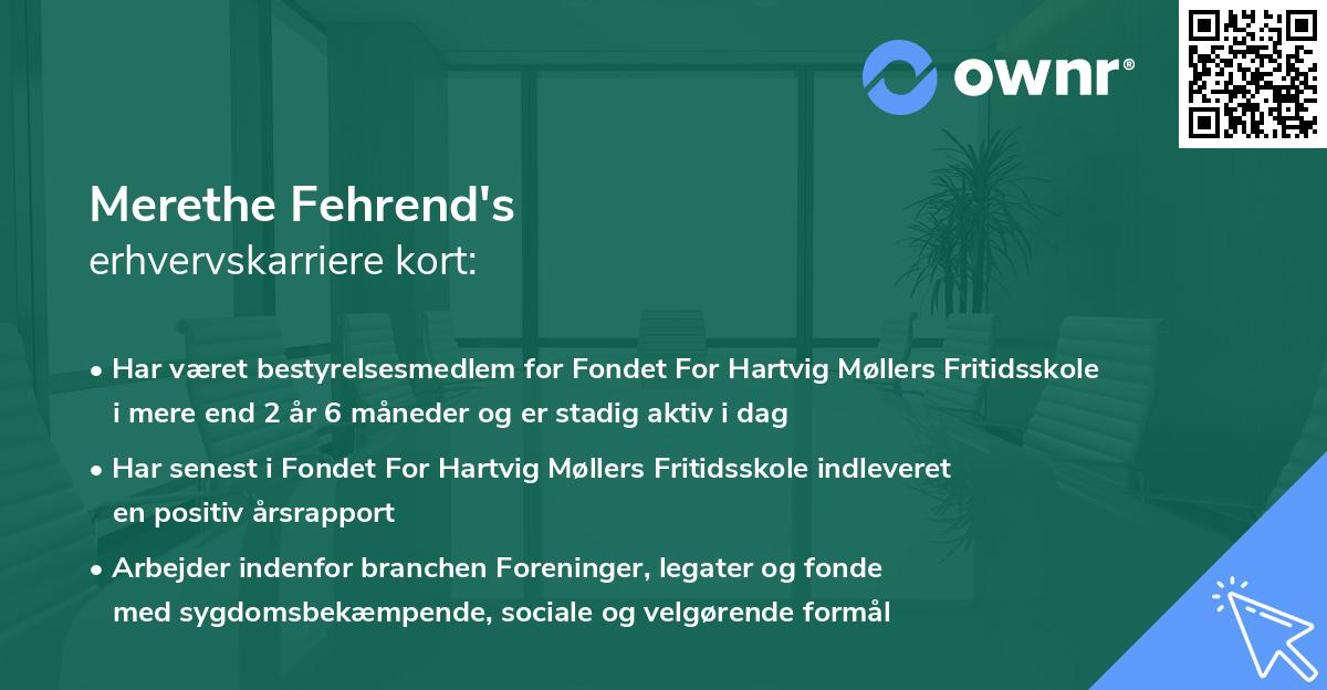 Merethe Fehrend's erhvervskarriere kort