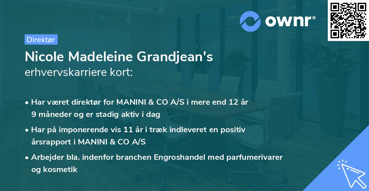 Nicole Madeleine Grandjean's erhvervskarriere kort