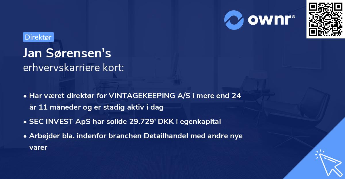 Jan Sørensen's erhvervskarriere kort