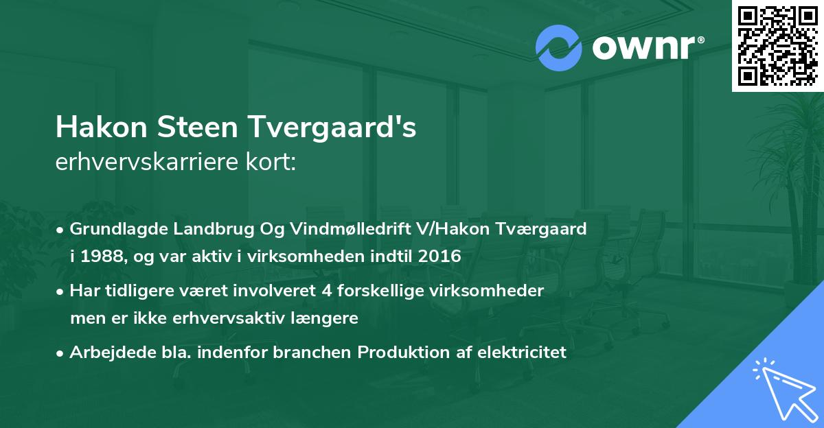 Hakon Steen Tvergaard's erhvervskarriere kort