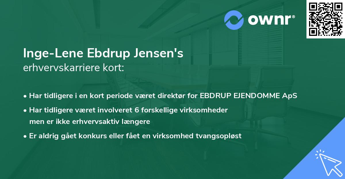 Inge-Lene Ebdrup Jensen's erhvervskarriere kort