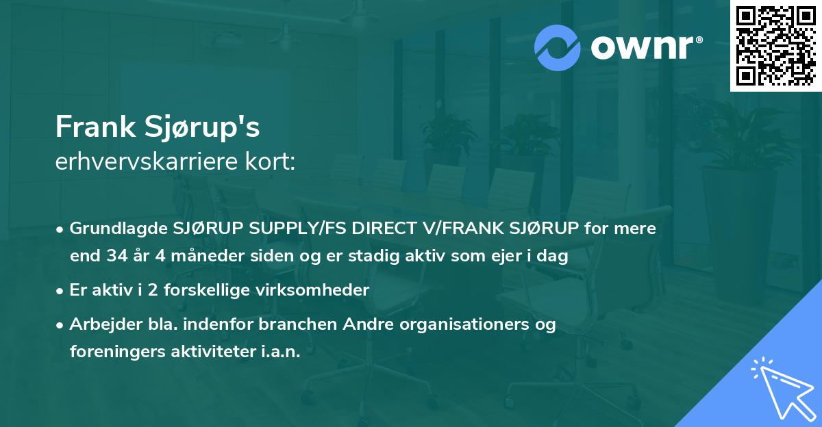 Frank Sjørup's erhvervskarriere kort