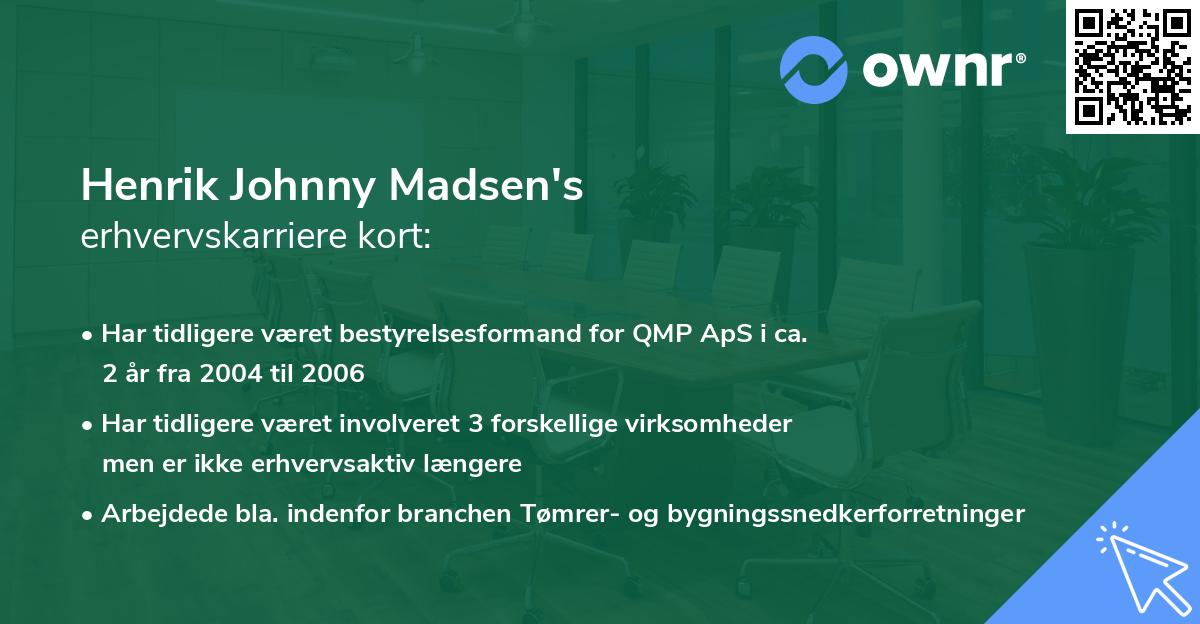 Henrik Johnny Madsen's erhvervskarriere kort