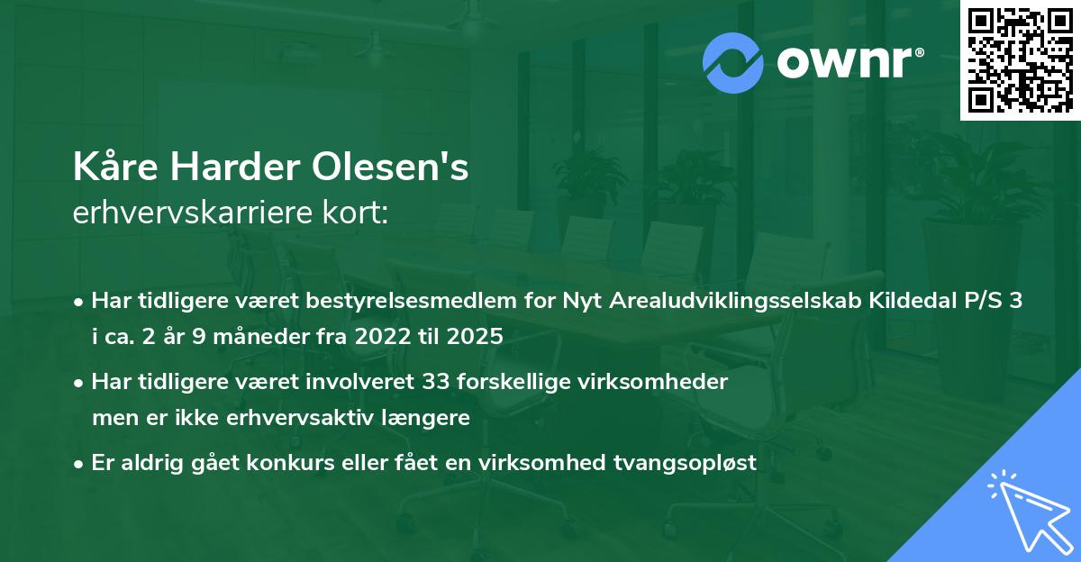 Kåre Harder Olesen's erhvervskarriere kort