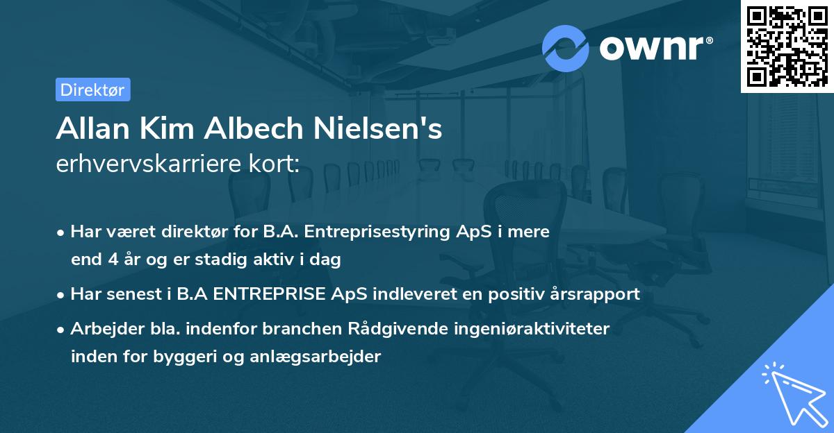 Allan Kim Albech Nielsen's erhvervskarriere kort