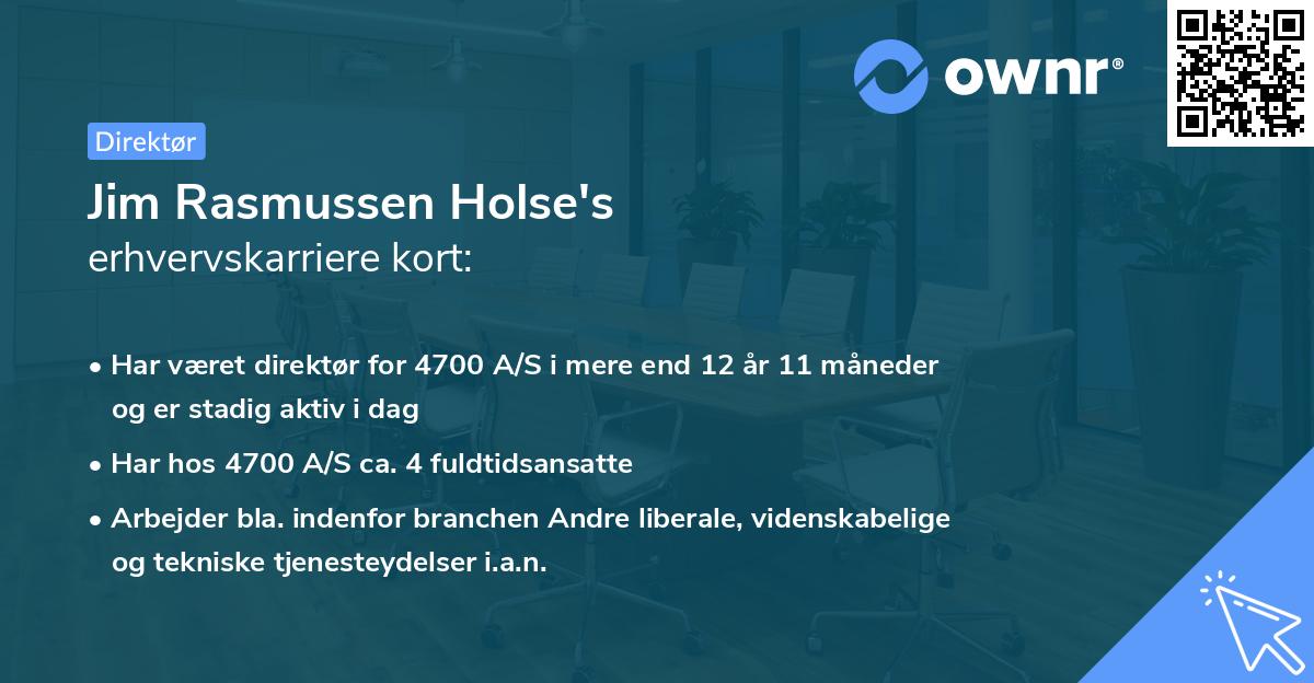 Jim Rasmussen Holse's erhvervskarriere kort