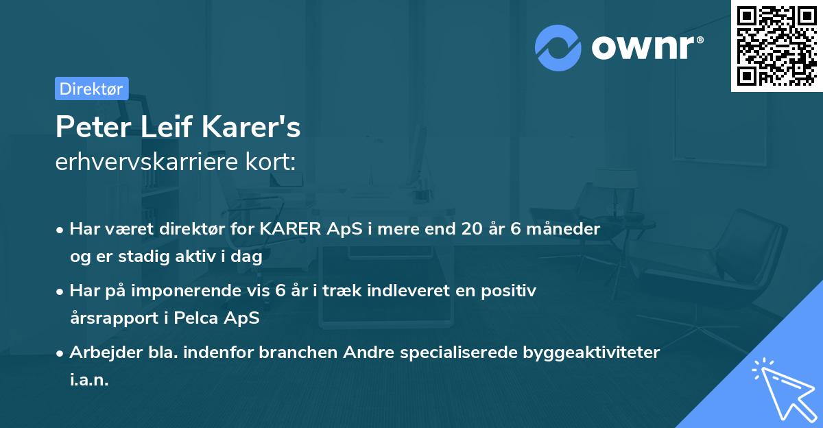 Peter Leif Karer's erhvervskarriere kort