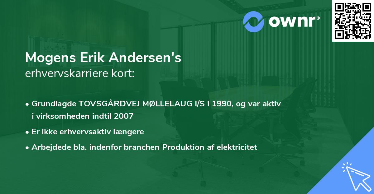 Mogens Erik Andersen's erhvervskarriere kort