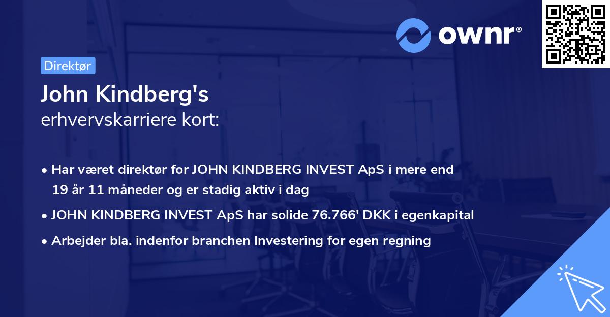 John Kindberg's erhvervskarriere kort