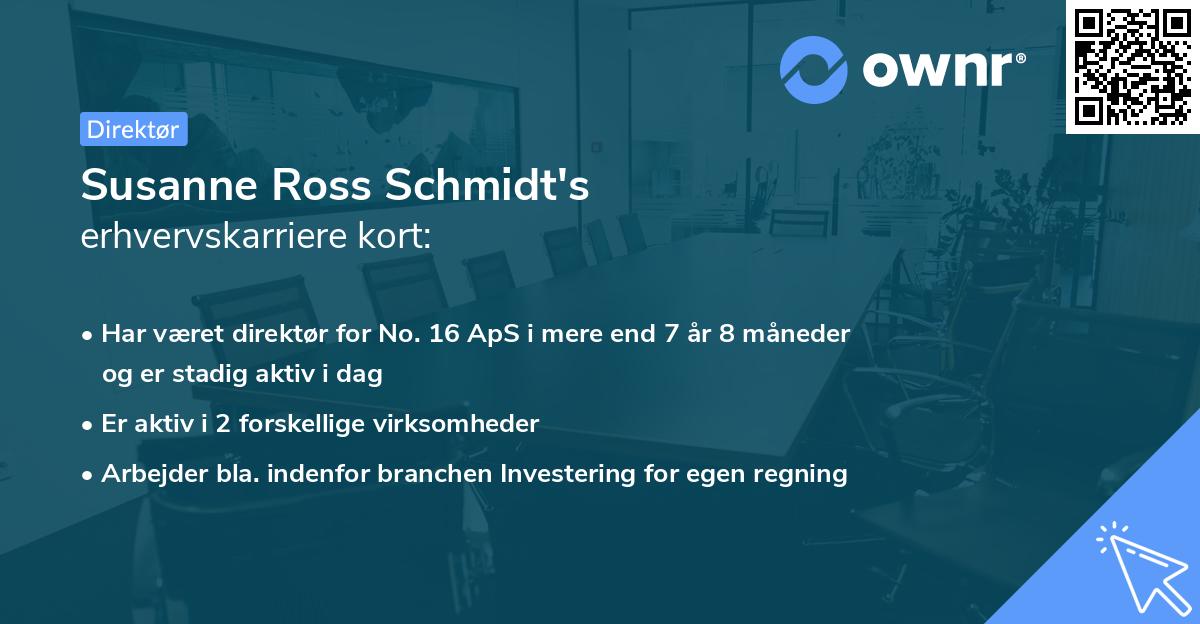 Susanne Ross Schmidt's erhvervskarriere kort