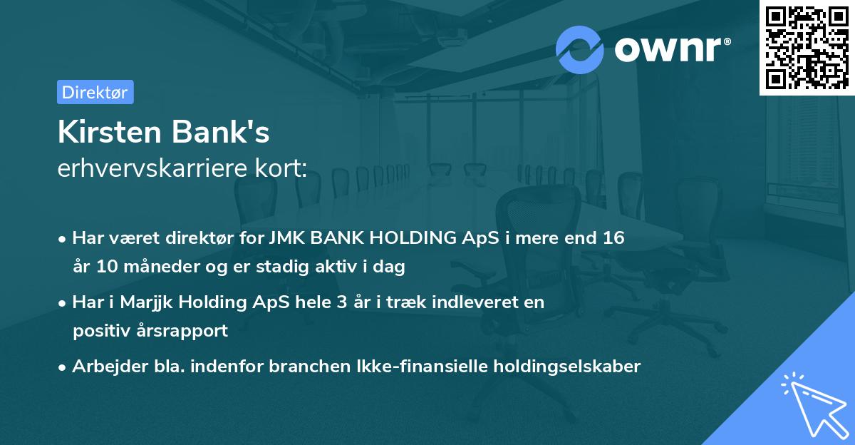 Kirsten Bank's erhvervskarriere kort