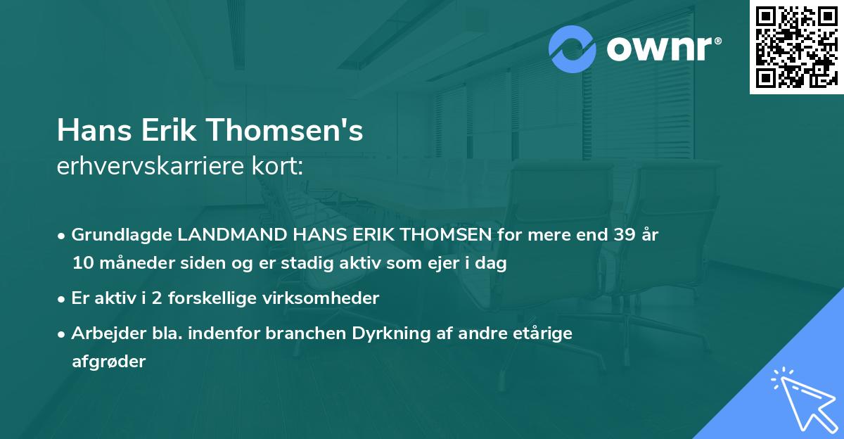 Hans Erik Thomsen's erhvervskarriere kort