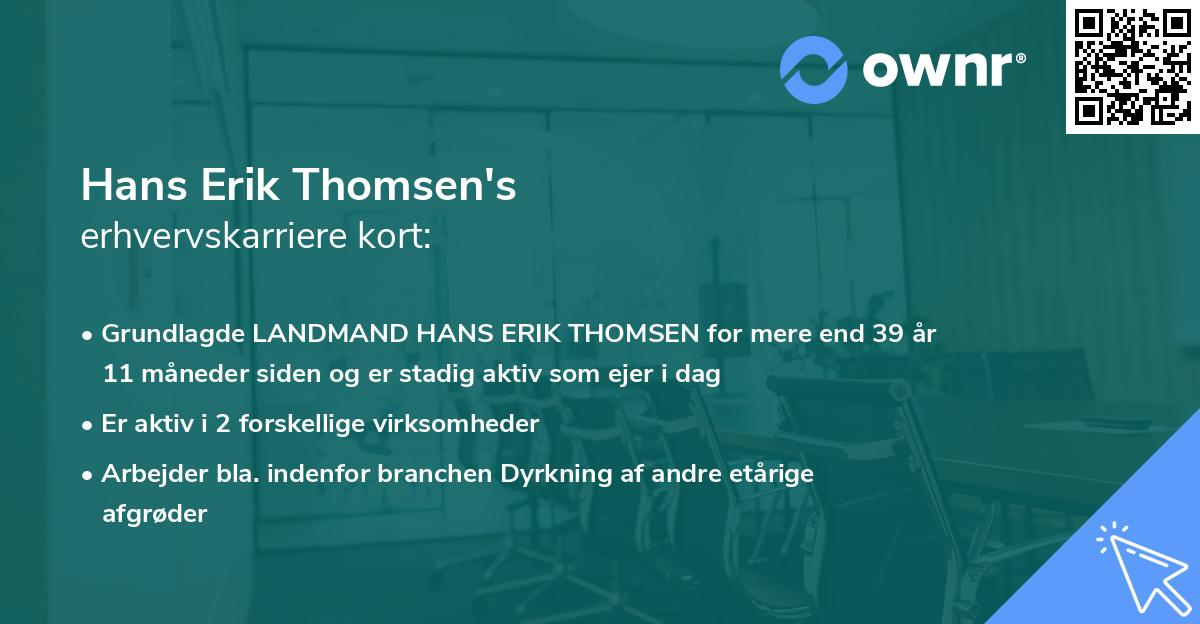 Hans Erik Thomsen's erhvervskarriere kort