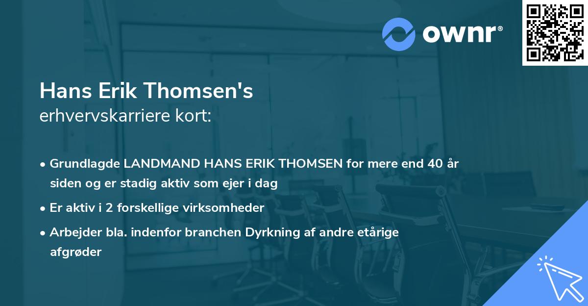 Hans Erik Thomsen's erhvervskarriere kort