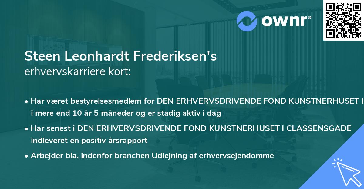 Steen Leonhardt Frederiksen's erhvervskarriere kort