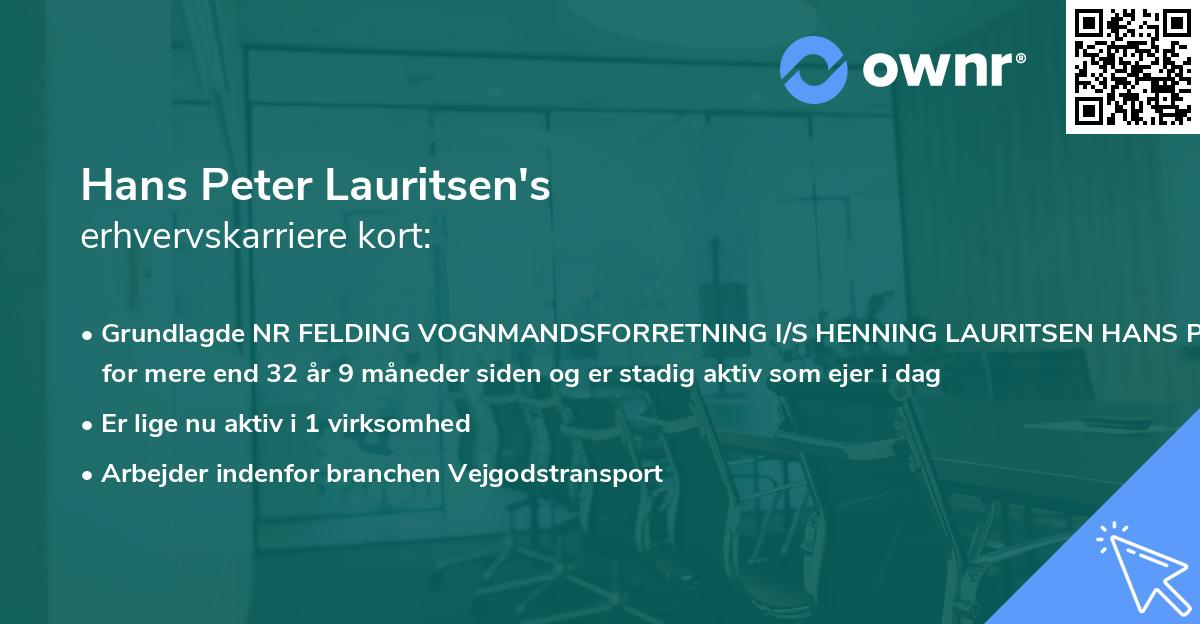 Hans Peter Lauritsen's erhvervskarriere kort