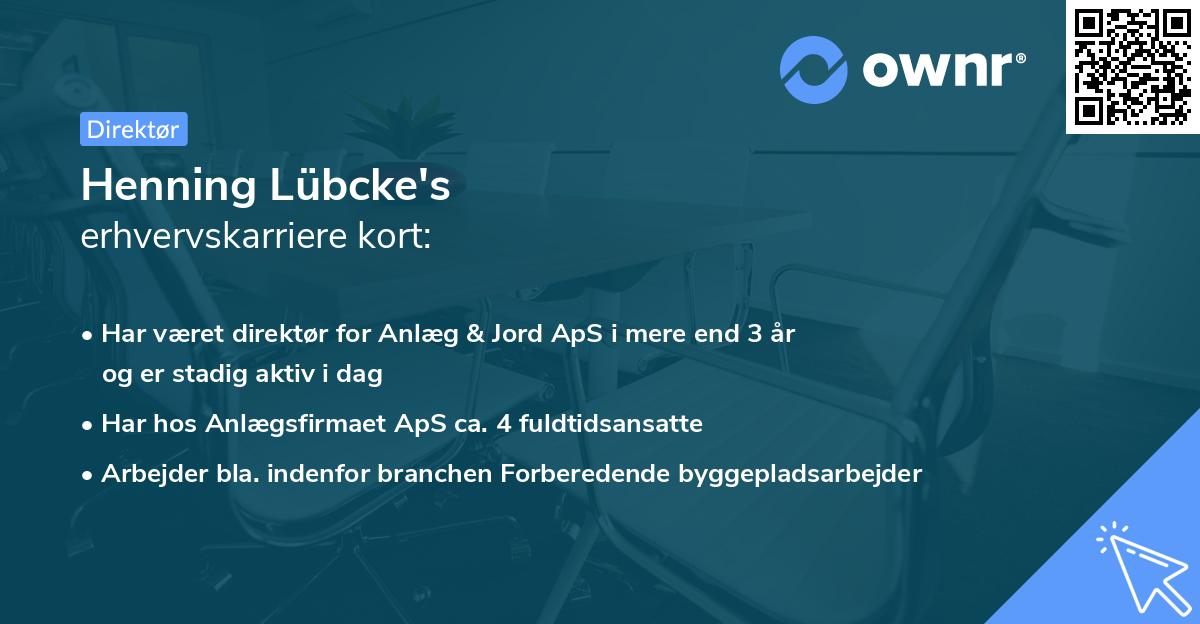 Henning Lübcke's erhvervskarriere kort