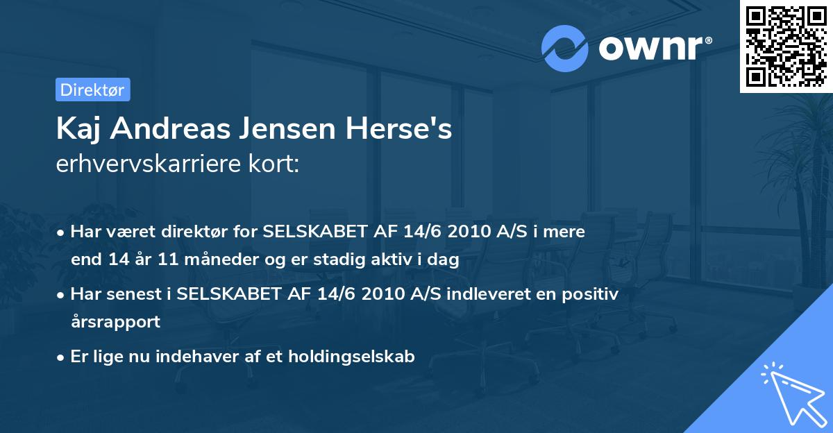 Kaj Andreas Jensen Herse's erhvervskarriere kort