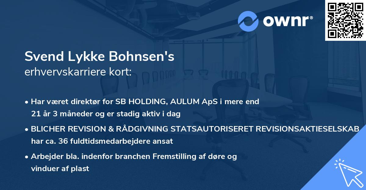 Svend Lykke Bohnsen's erhvervskarriere kort