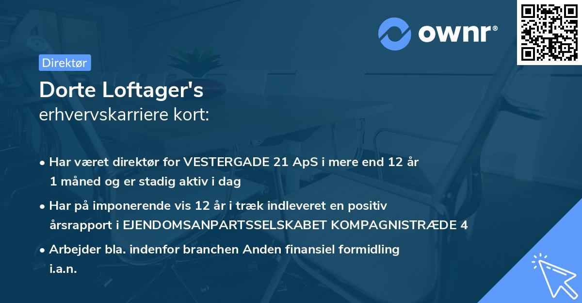 Dorte Loftager's erhvervskarriere kort
