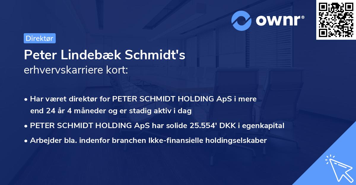 Peter Lindebæk Schmidt's erhvervskarriere kort