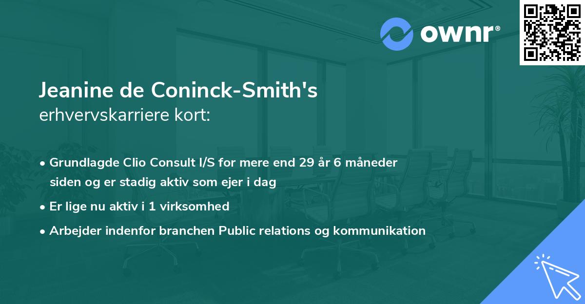 Jeanine de Coninck-Smith's erhvervskarriere kort