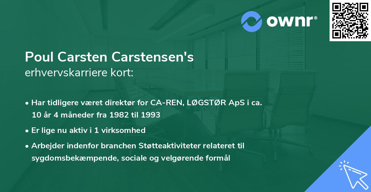 Poul Carsten Carstensen's erhvervskarriere kort