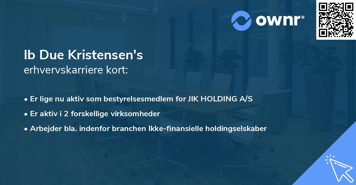 Ib Due Kristensen's erhvervskarriere kort