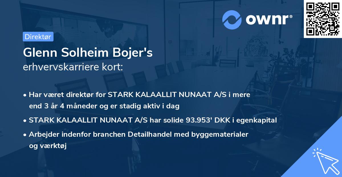 Glenn Solheim Bojer's erhvervskarriere kort