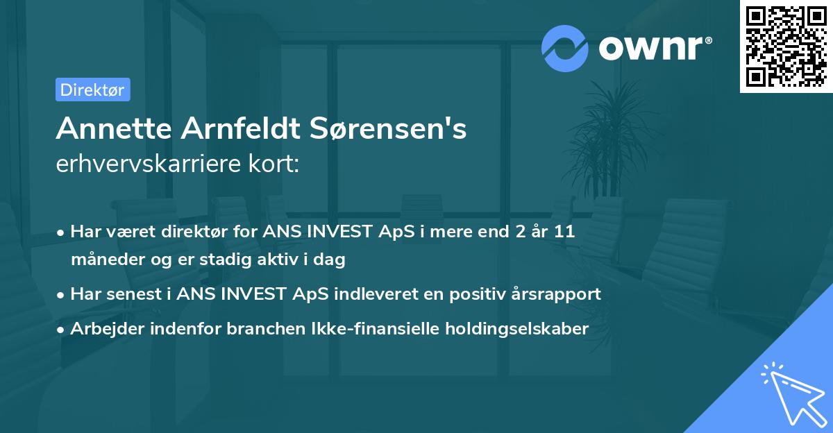 Annette Arnfeldt Sørensen's erhvervskarriere kort