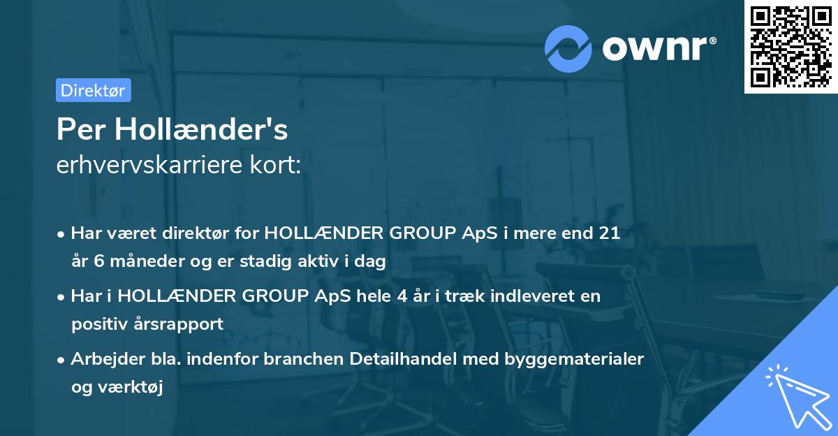 Per Hollænder's erhvervskarriere kort