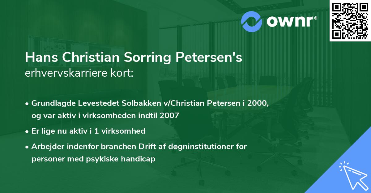 Hans Christian Sorring Petersen's erhvervskarriere kort