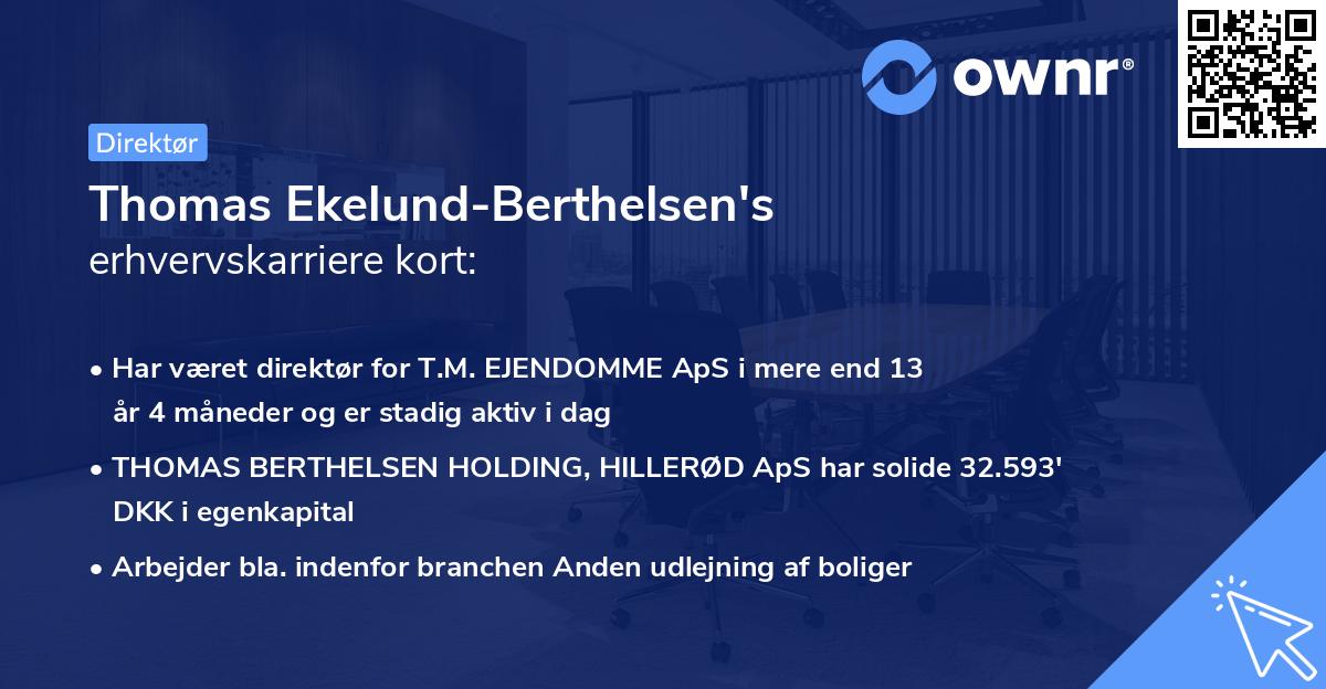 Thomas Ekelund-Berthelsen's erhvervskarriere kort