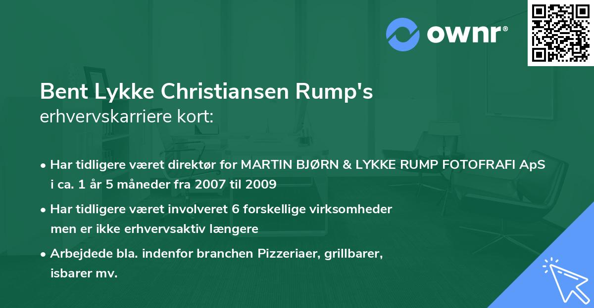 Bent Lykke Christiansen Rump's erhvervskarriere kort