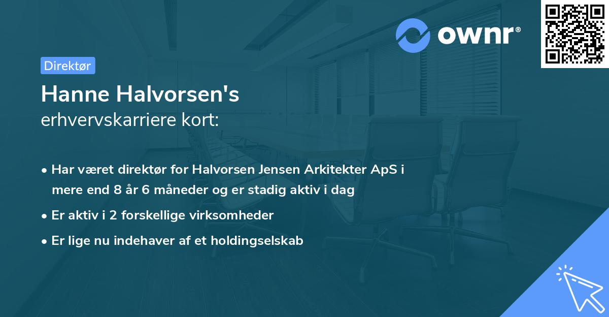 Hanne Halvorsen's erhvervskarriere kort