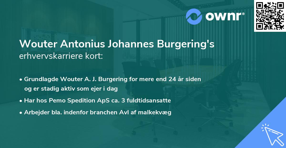 Wouter Antonius Johannes Burgering's erhvervskarriere kort