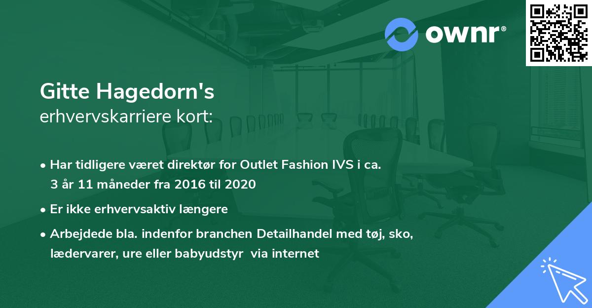 Gitte Hagedorn's erhvervskarriere kort