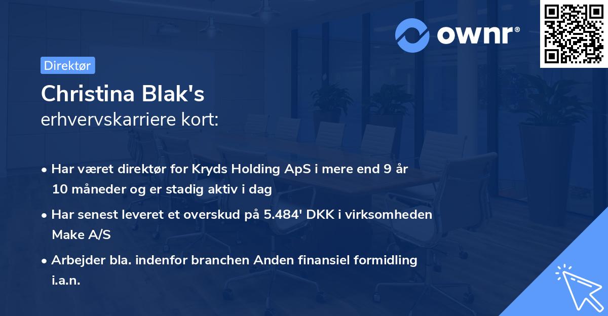 Christina Blak's erhvervskarriere kort