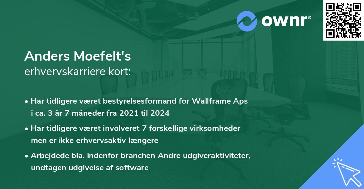 Anders Moefelt's erhvervskarriere kort