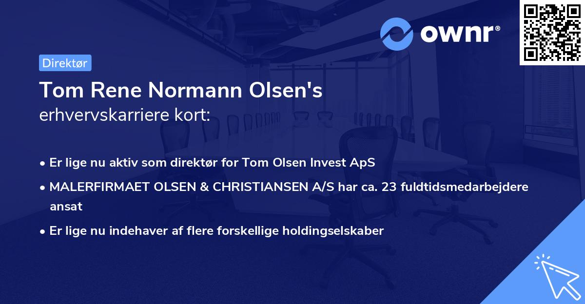 Tom Rene Normann Olsen's erhvervskarriere kort