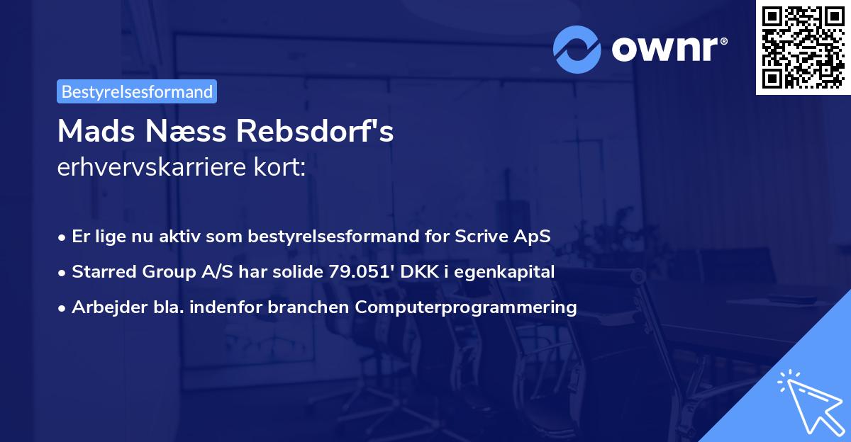 Mads Næss Rebsdorf's erhvervskarriere kort