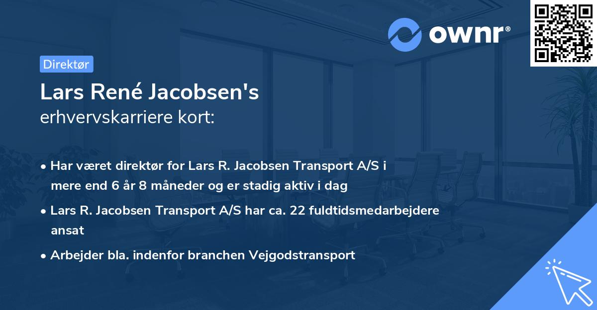 Lars René Jacobsen's erhvervskarriere kort