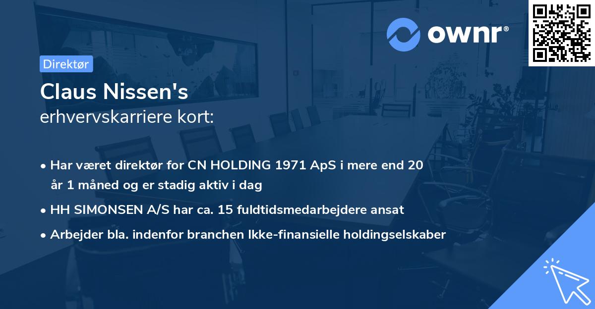 Claus Nissen's erhvervskarriere kort