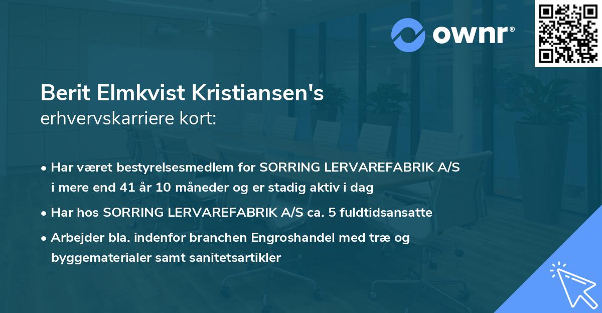 Berit Elmkvist Kristiansen's erhvervskarriere kort