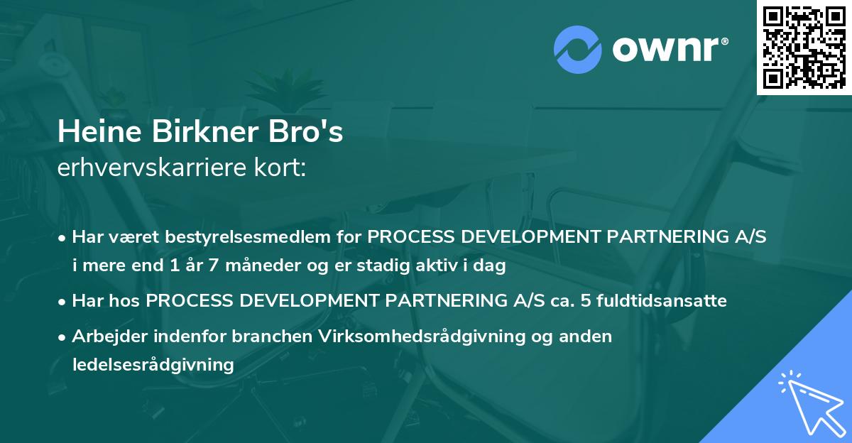 Heine Birkner Bro's erhvervskarriere kort
