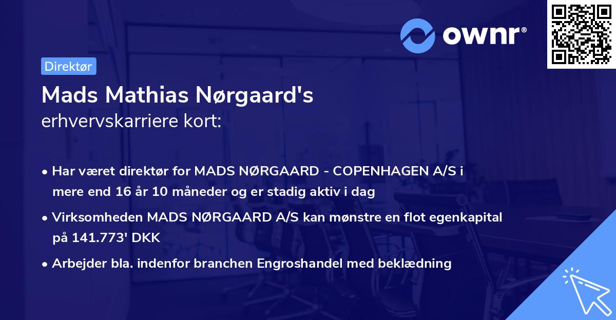 Mads Mathias Nørgaard's erhvervskarriere kort